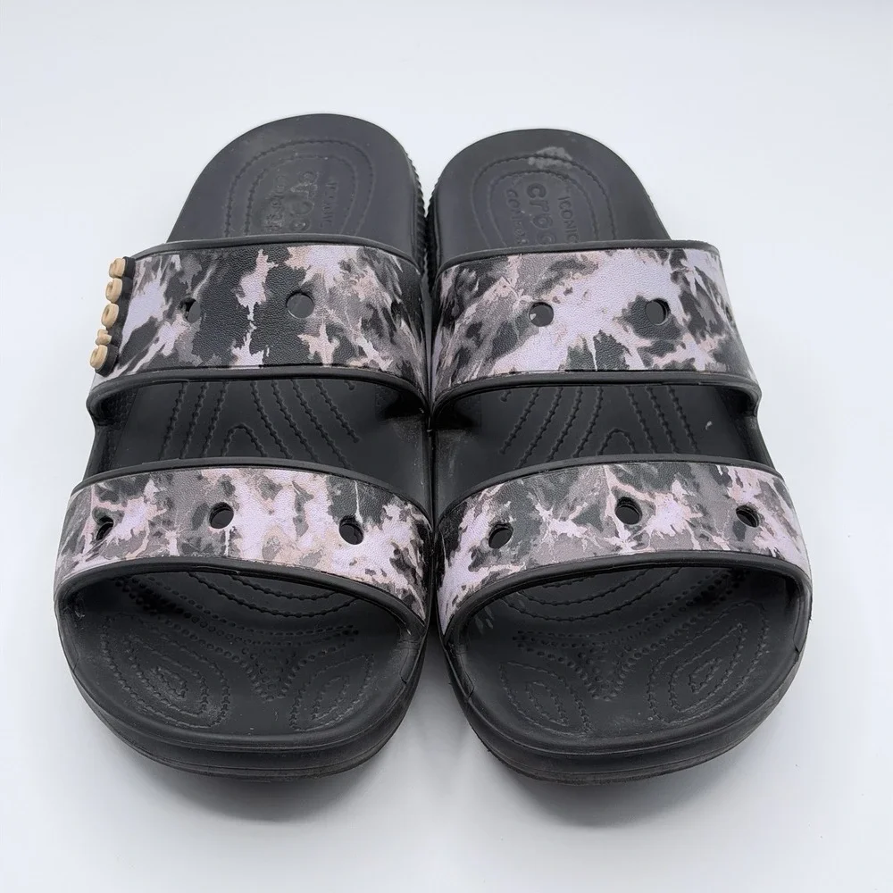 Crocs Classic Sandal Bleach Tie Dye Black Pink Men Size 11 Slides Shoes 207310